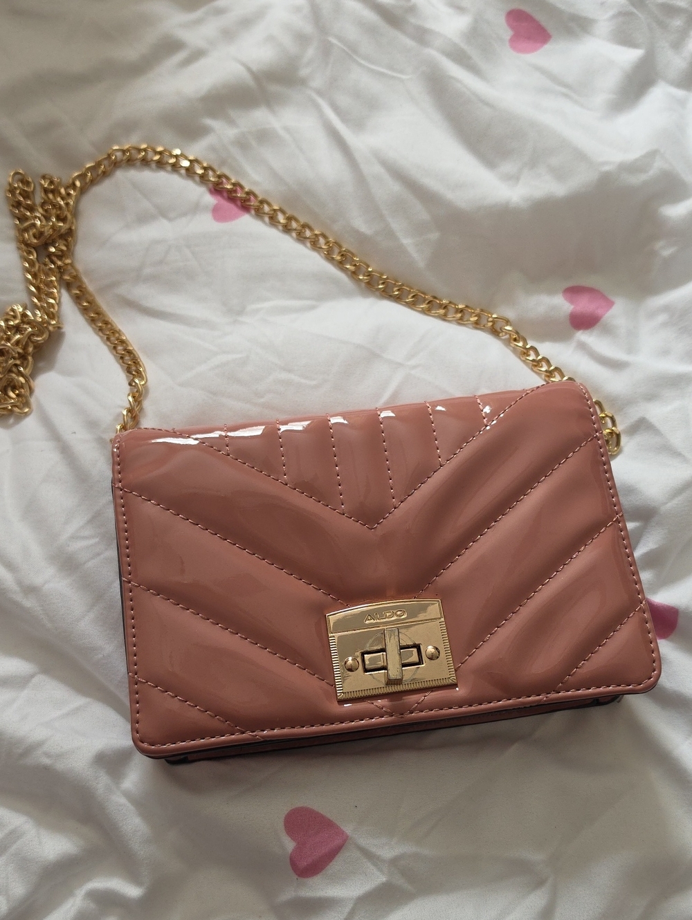 ALDO PATENT PINK CLUTCH CROSSBODY